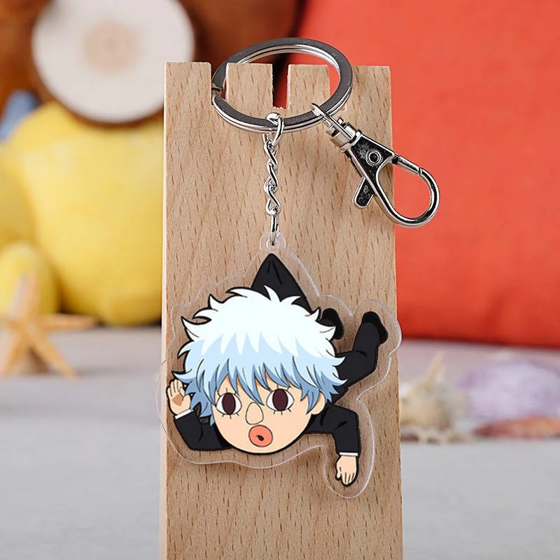 Gantungan kunci akrilik Anime GINTAMA baru aksesori kartun lucu tas liontin hadiah lucu tas pesona gantungan kunci teman hadiah penggemar