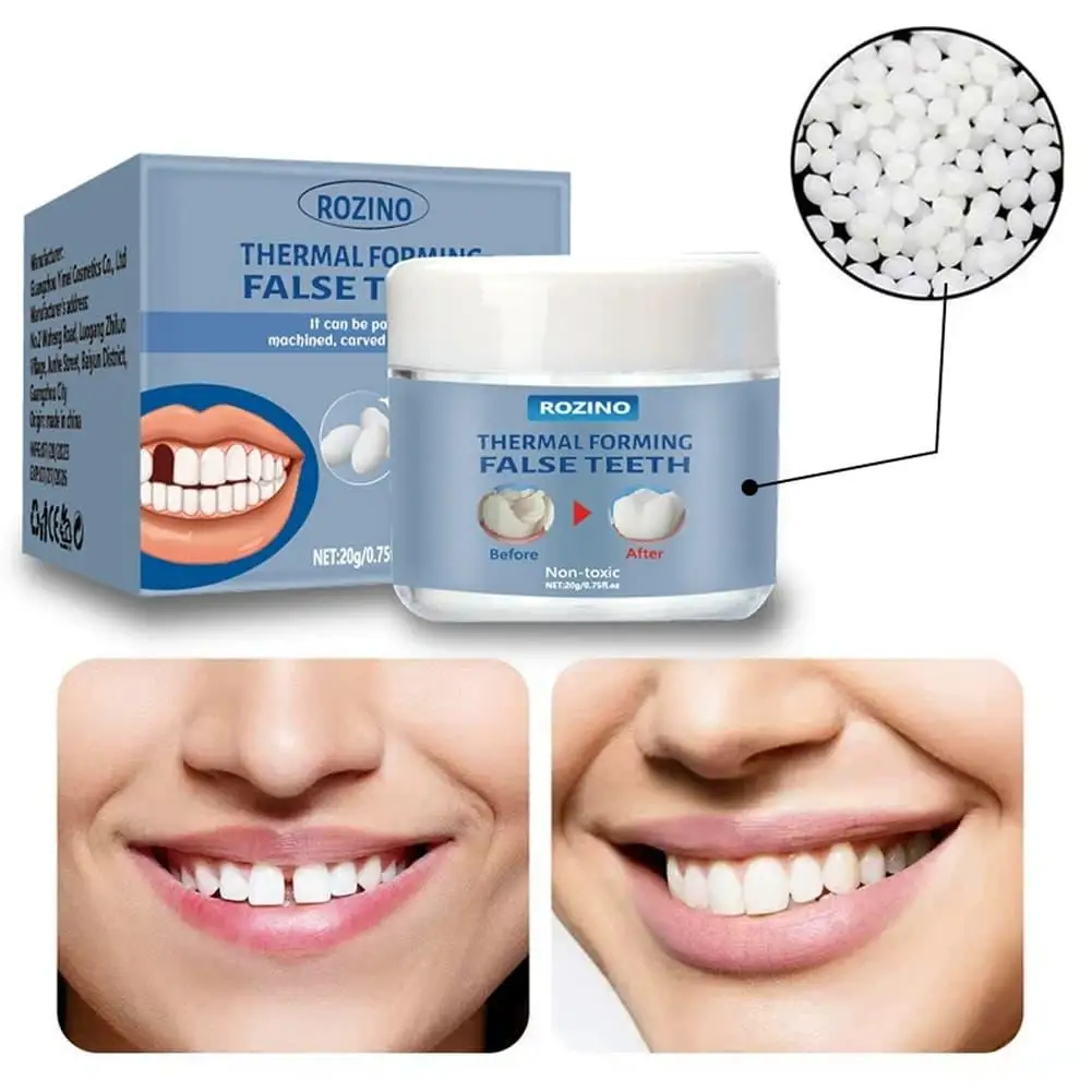 Non-toxic Moldable Temporary Teeth Repair Material Thermal Forming False Teeth 20g Plasticable Solid Particles Modify Teeth Glue
