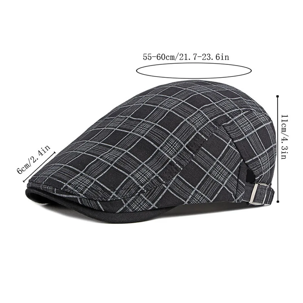 Plaid Ivy Newsboy Cap Cotton Adjustable Cabbie Gatsby Golf Cap Flat Hat Thin Cap For Men Women Summer Casual Hat