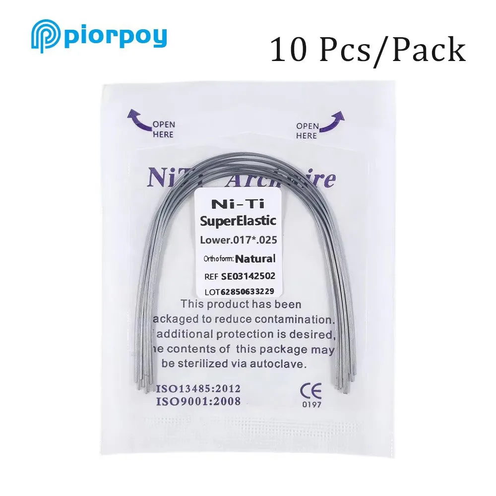 PIORPOY 10 Pcs Dental Ortodoncia Super Elastic Niti Archwire Natural Form Orthodontic Arch Wires for Braces Round Rectangular