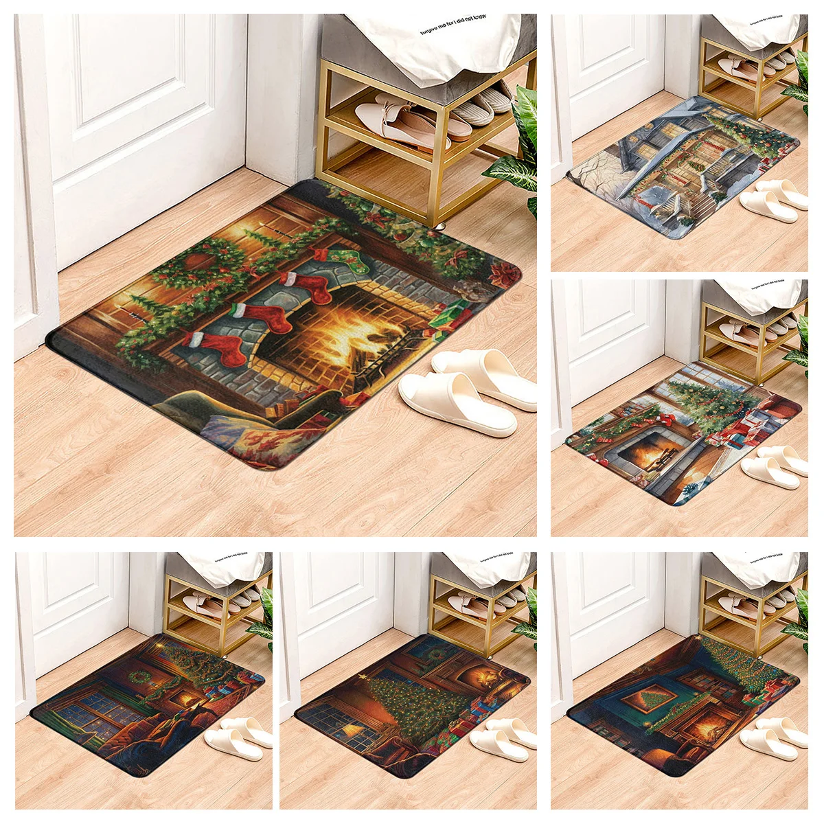 House entrance carpet Home door mat Living Room Bath Foot bathroom non-slip water absorption rugs bath Merry Christmas winter