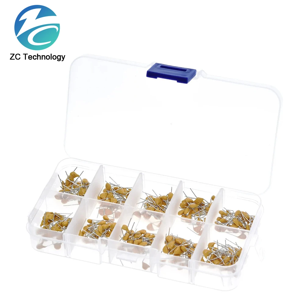 300pcs 10Value 50V 10pF 20pF 30pF 47pF 56pF 68pF 100pF 1nF 10nF 100nF Multilayer Ceramic Capacitor Assortment Monolithic Kit Box