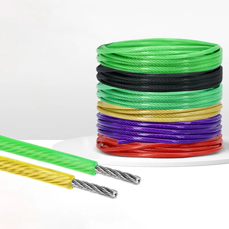 1.5/2/3/4/5/6mm PVC Nylon Coated Steel Wire 304 Stainless Steel Stranded Wire Rope Soft Cable Steel Clothesline