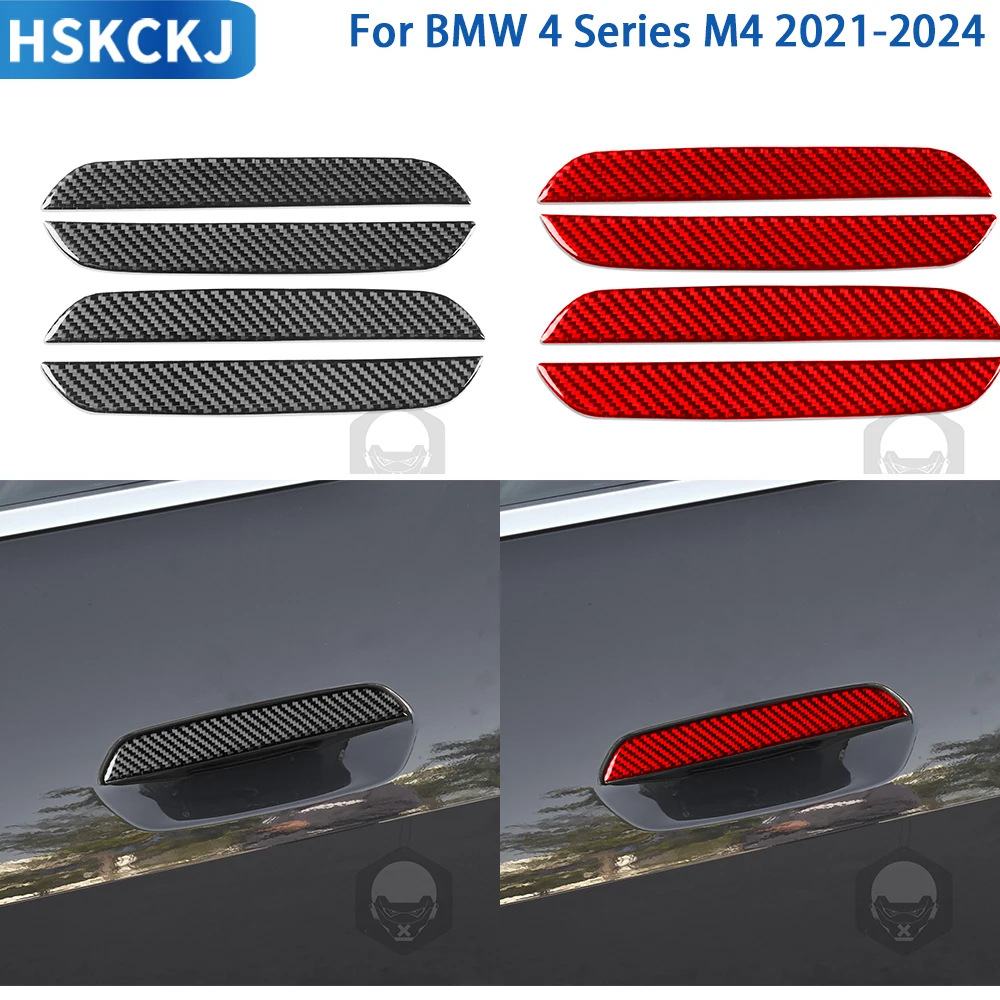 

For BMW 4 Series M4 2021-2024 Carbon Fiber Outer Door Handle Panel Cover Car Interior Decoration Accessories Sticker