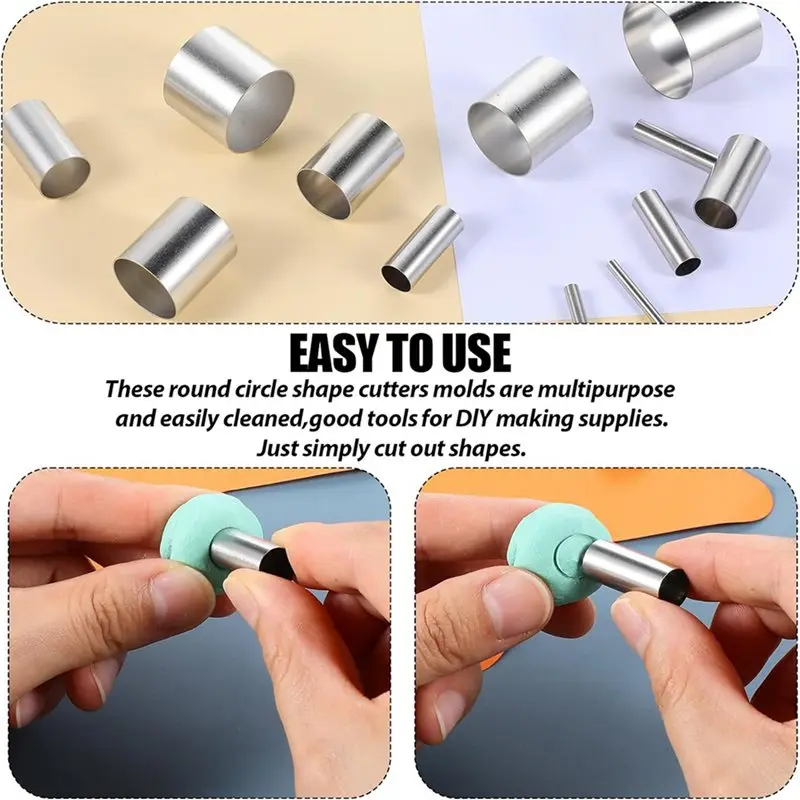 DT16 24 Pieces Circle Cutter Hole Punch Cutter Set Polymer Clay Cutters Metal Baking Stamps for Pottery Handmade for Craft