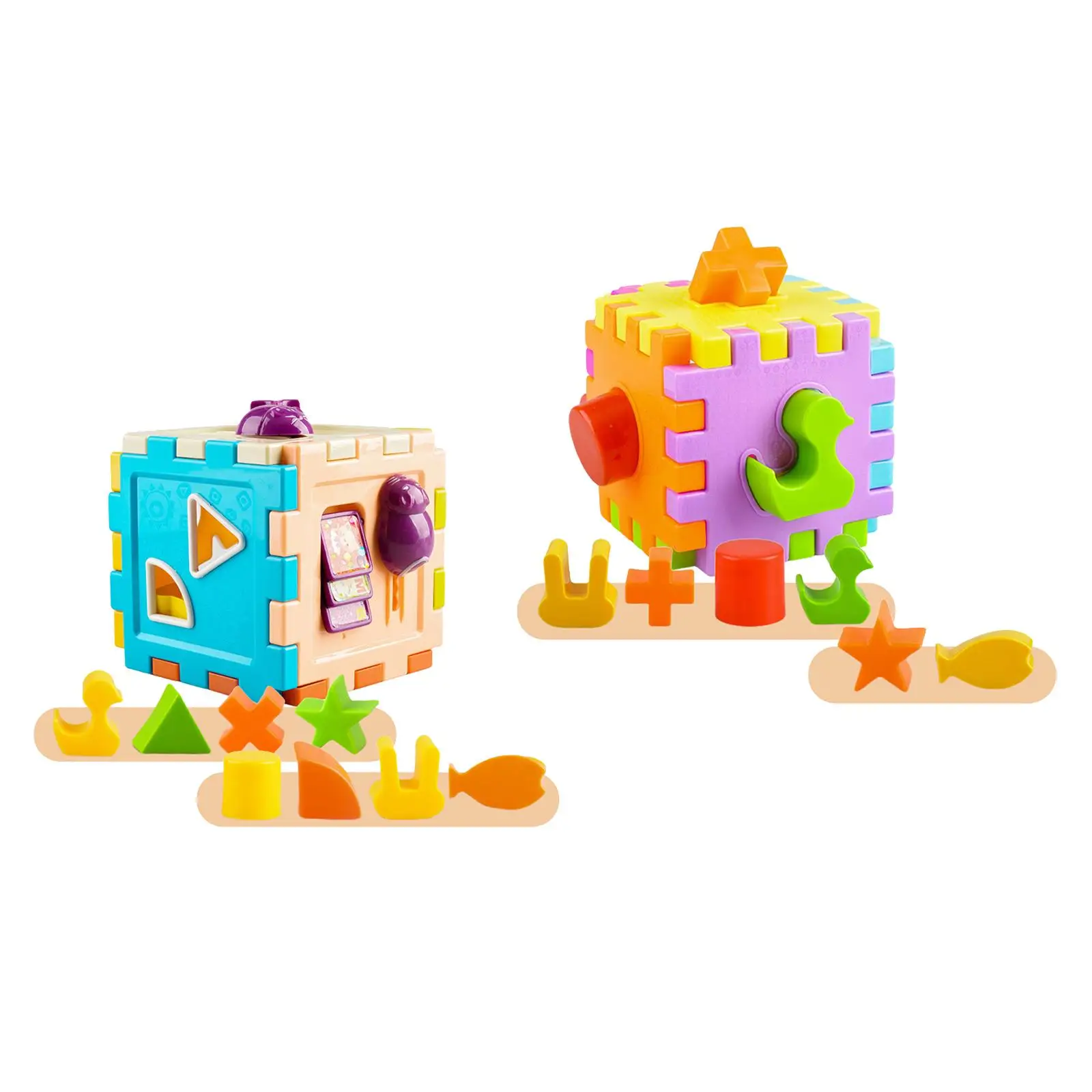 Cubo classificador colorido e brinquedo de aprendizagem de formas, brinquedos classificadores de formas infantis para bebês grandes presentes