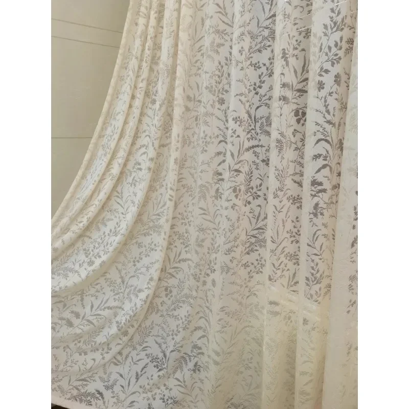 

Custom Size Fashion White Tulle Curtains for Living dining room bedroom modern luxury sheer Window Decor Embroidered fabric