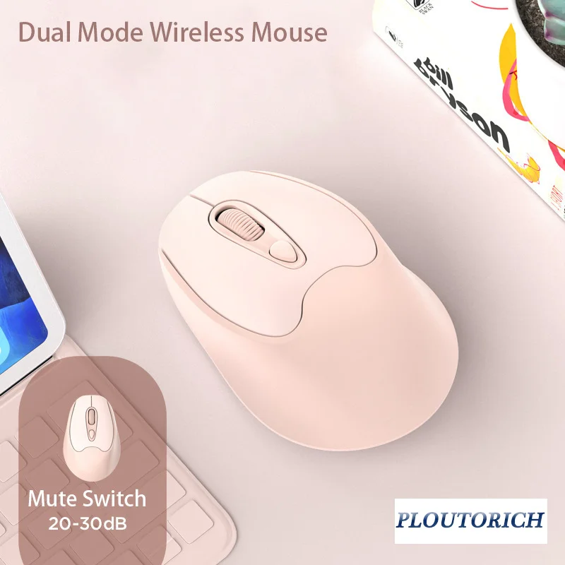 

Wireless 2.4G Bluetooth Dual-mode Mouse Mute Button DPI Adjustable Button Ergonomics Design Rechargeable Office Use Universal