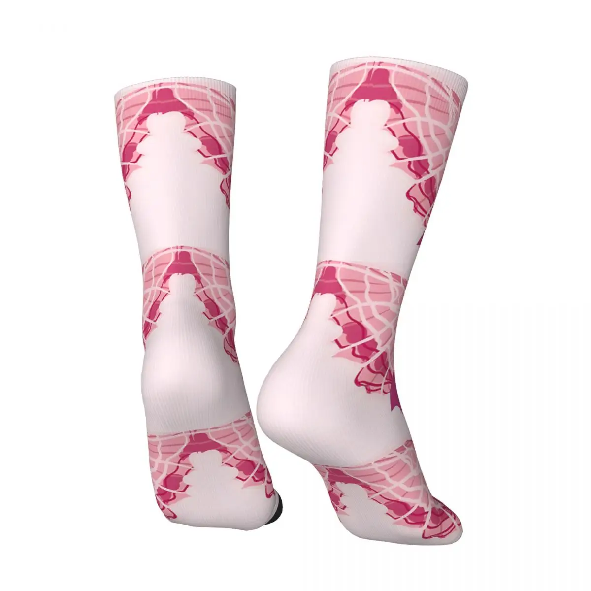 Crazy compression Breast Cancer Awareness Ribbon With Butterfly Wings Sock for Men Vintage Seamless Pattern Crew Sock Casual