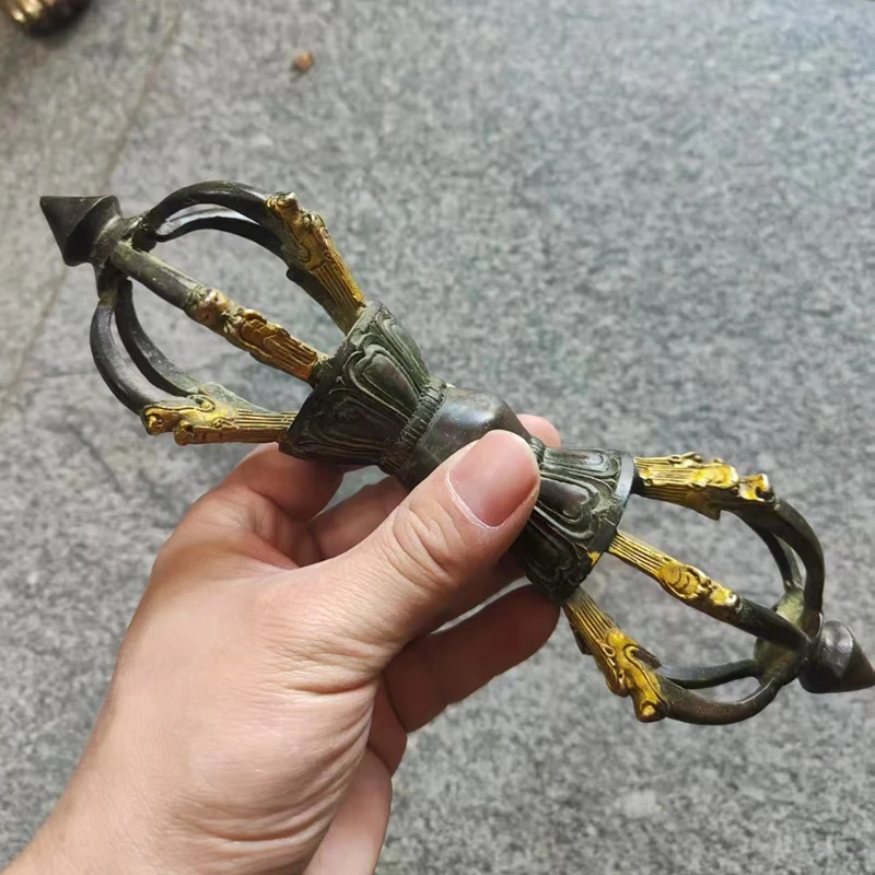 Old Tibet Buddhism Bronze Gilt Exorcism Talisman Vajra Dorje Phurpa Faqi statue