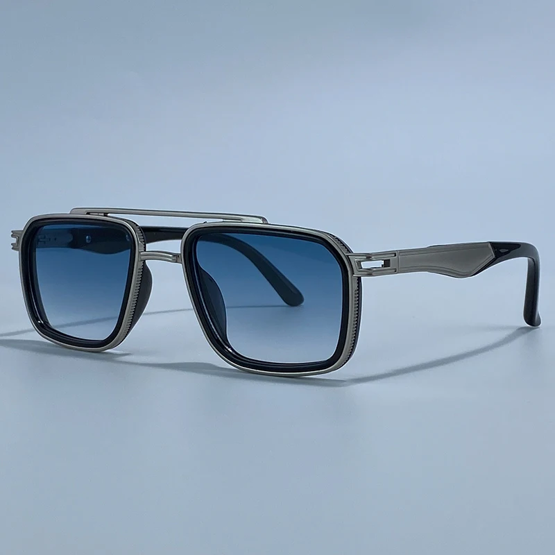 Steampunk Vintage Quadratische Sonnenbrille für Herren 2026 Luxusmarke Doppelbalken-Sonnenbrille für Männer Punk Metallrahmen Brillen UV400 Schutz – Detail 15