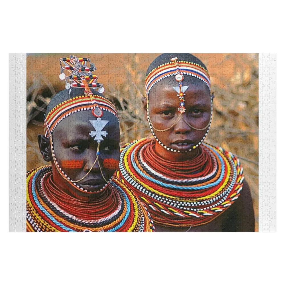 Two African Maasai Villagers In Kenya, Africa Jigsaw Puzzle Personalised Name For Children Puzzle