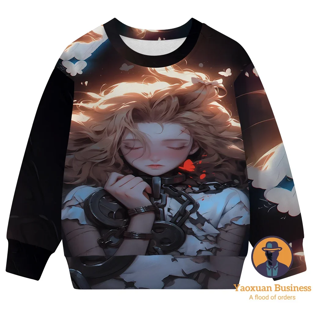

Popular 2025 White Alice In Wonderland Kids Boys Girls 3D Printed Cartoon Crew Neck Sweatshirt Cute Windproof Warm Autumn Winter