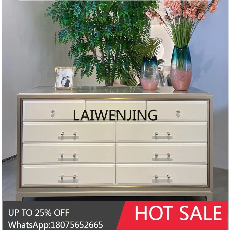 

LYN American light luxury nine-chest cabinet solid wood two-color storage drawer model porch dining side cabinet