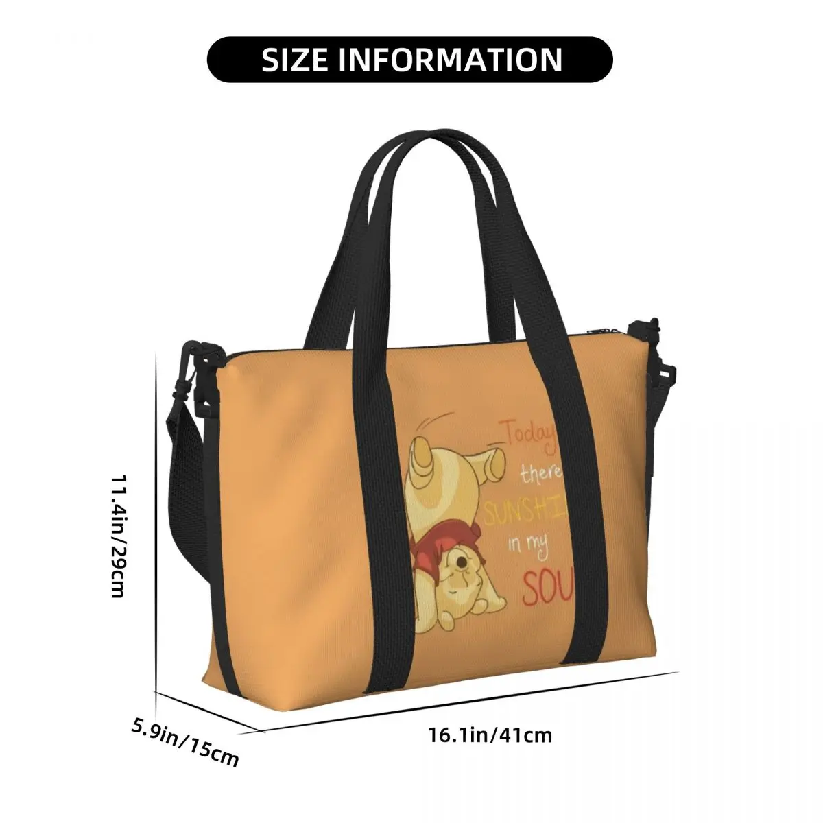 Tas Tote Winnie Pooh Bear kustom tas perjalanan kapasitas besar wanita Gym pantai