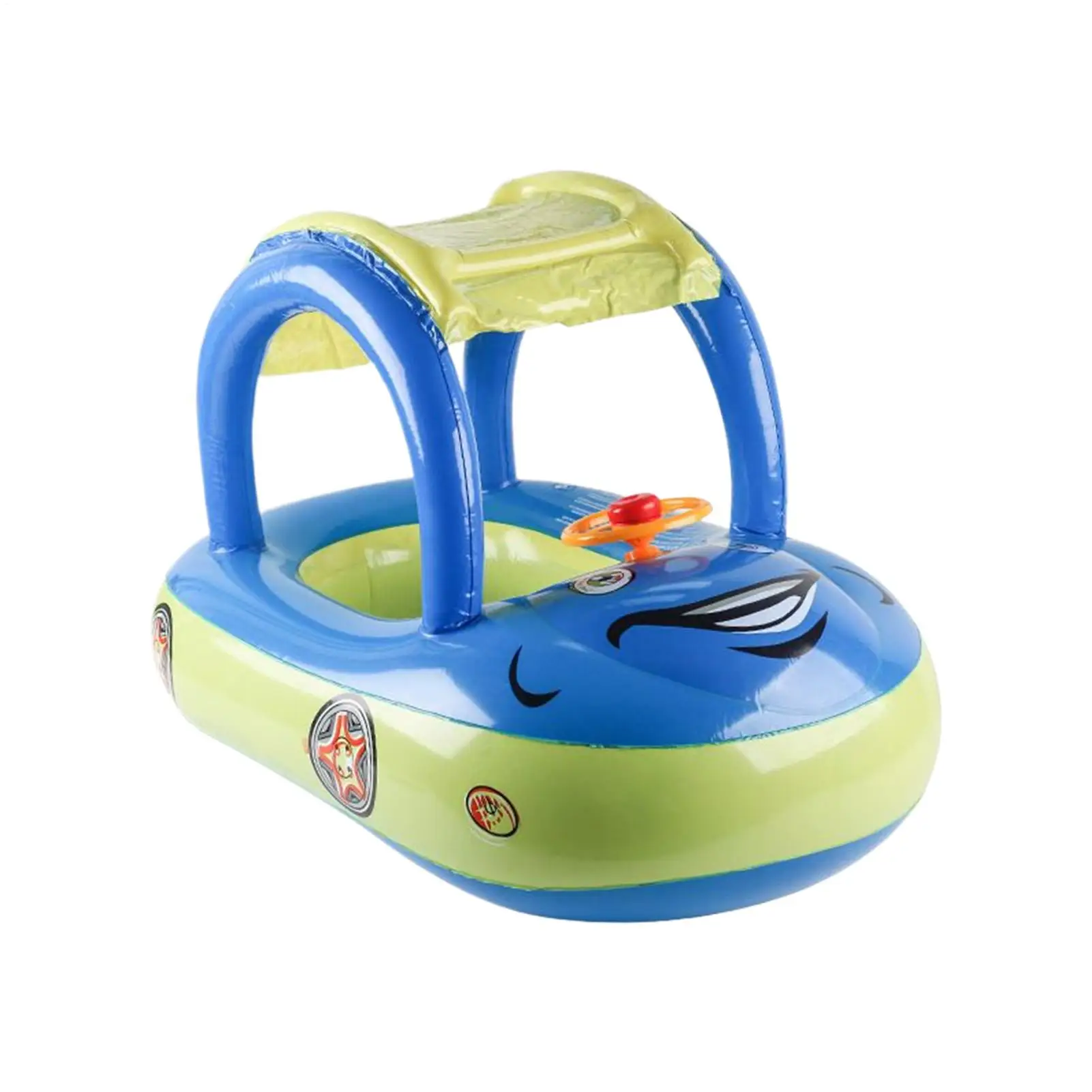 

Toddler Swim Float Swimming Ring Inflatable Car Shape Canopy Flotation Trainer Toys With Sunshade For Summer Beach Lake