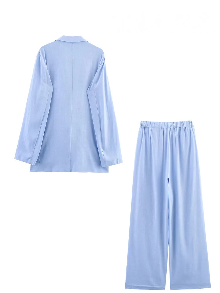 HH – costume pour femmes, col rabattu, manches longues, blazer à simple boutonnage + poches à taille élastique, pantalons longs, ensembles chics féminins