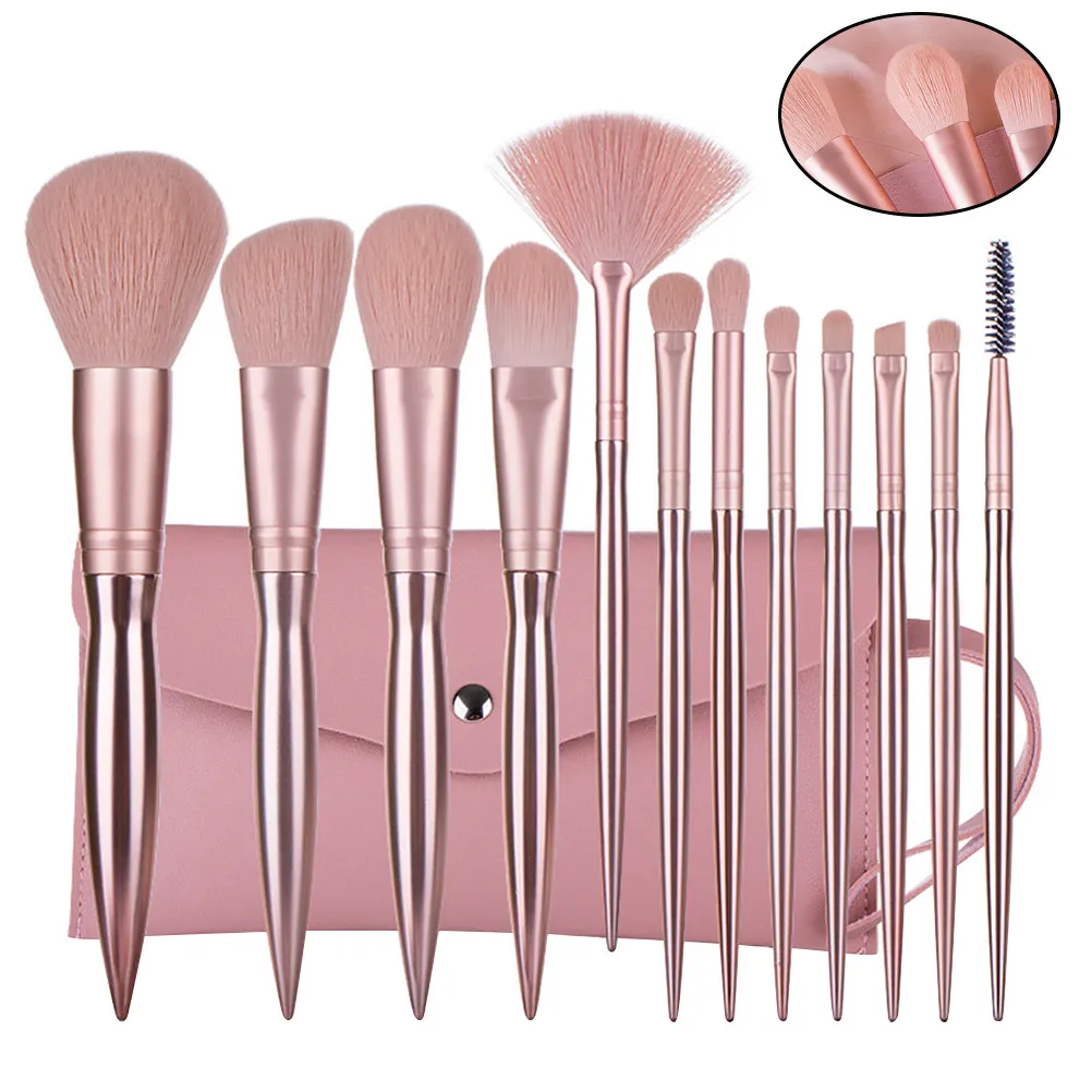 

12Pcs Makeup Brush Set Professional Cosmetics Brush Kit Rose Gold Powder Brushes Plastic Handle Daily Use Makeup