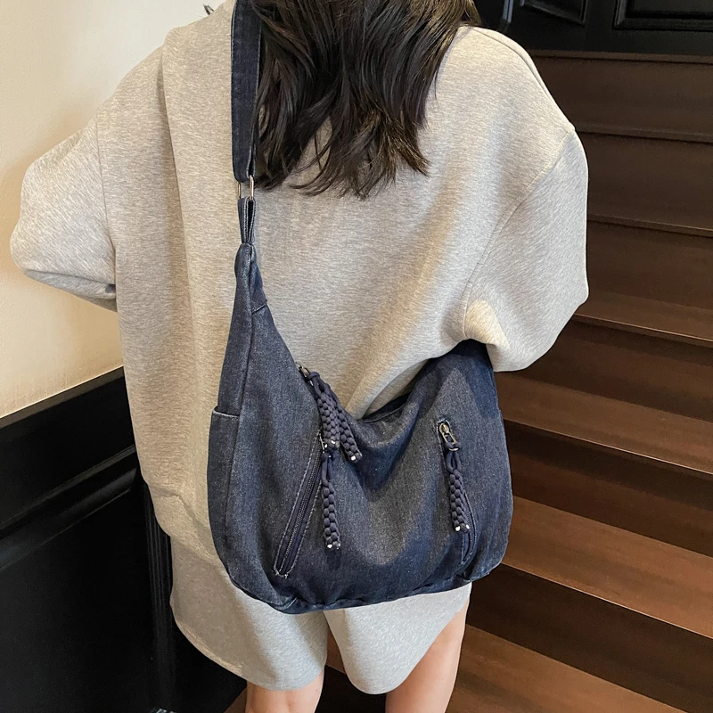 Холщовая сумка через плечо в форме полумесяца для женщин и девочек, стильная сумка-портмоне, клатч, кошелек-хобо с регулируемым ремешком для ежедневного использования