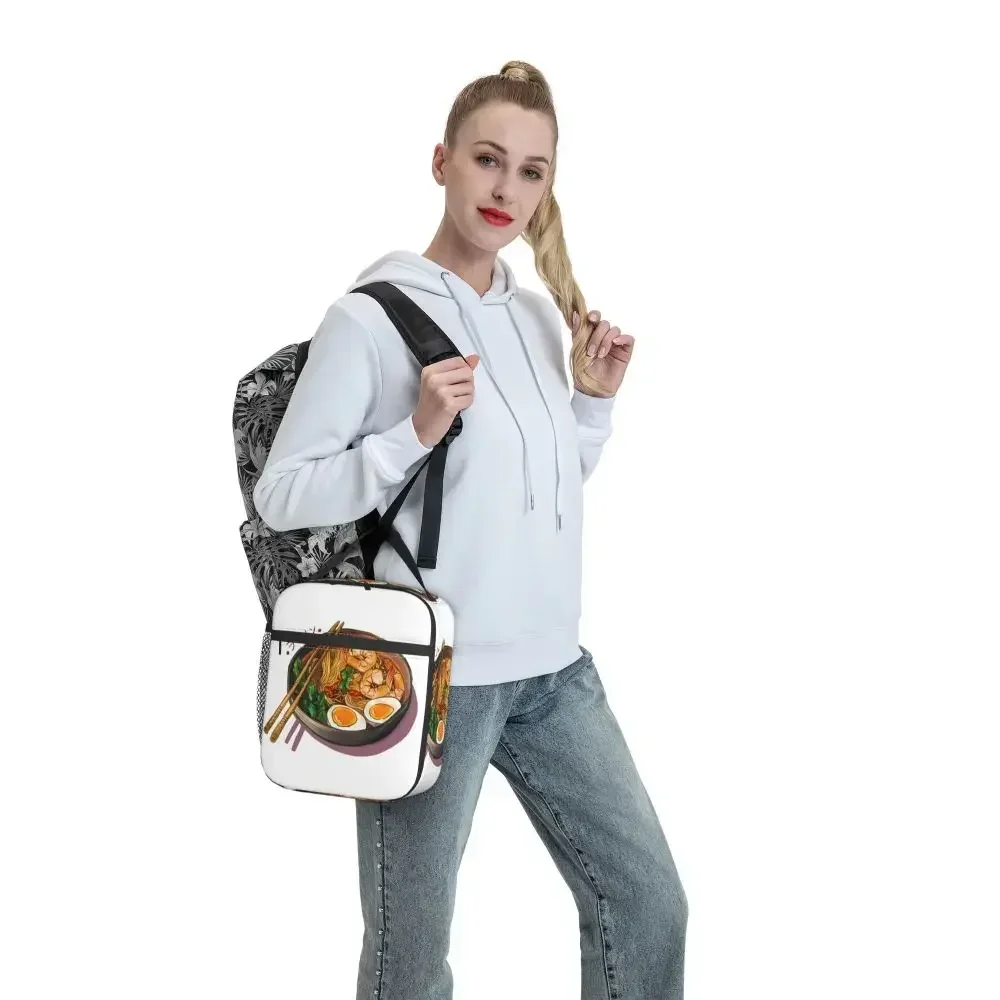 Japanses Ramen Noodles Bowl Merch Insulated Lunch Tote Bag for School Food Box Portable Casual Cooler Thermal Lunch Box