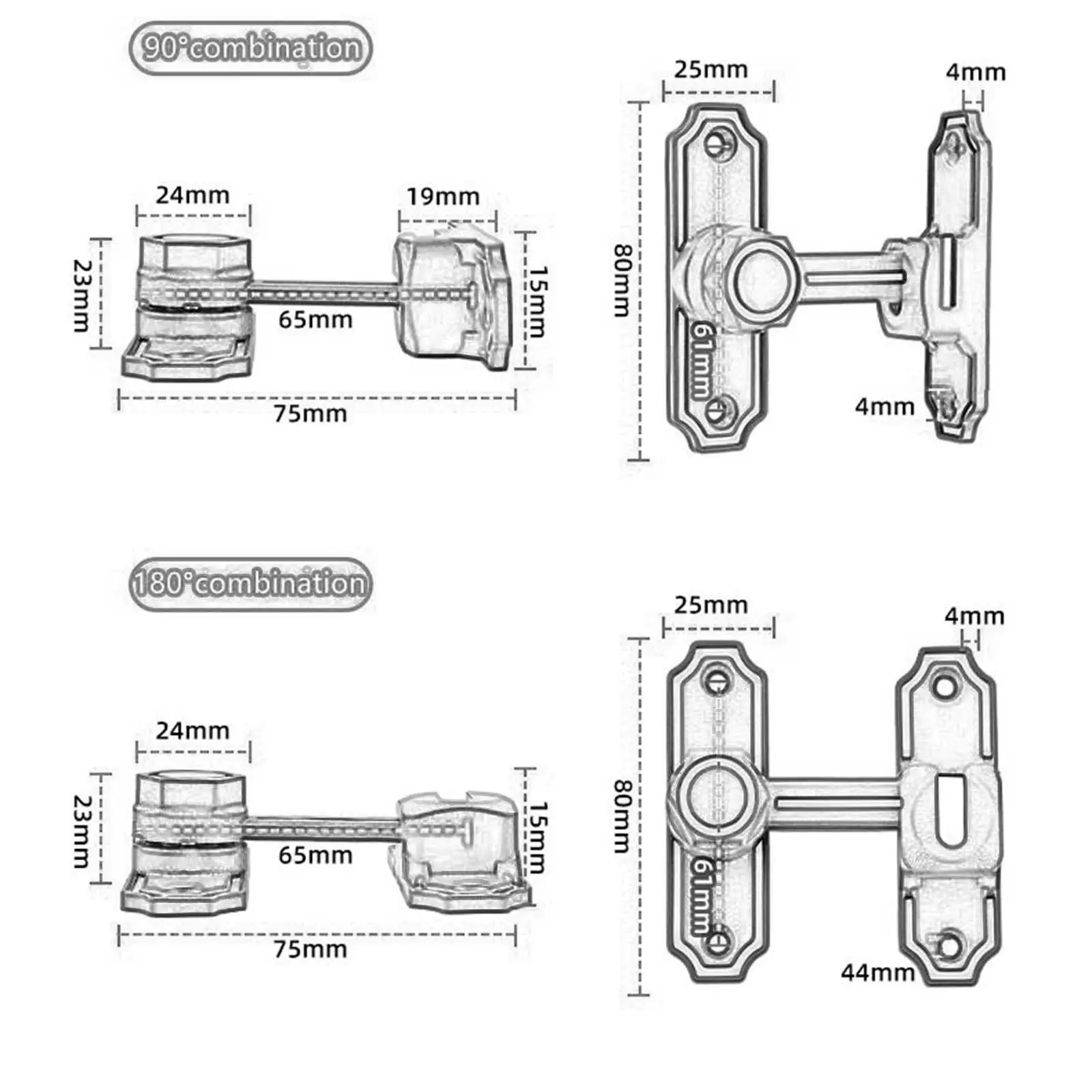 

Door latch lock, folding latch, secure door lock, latch lock for French sliding