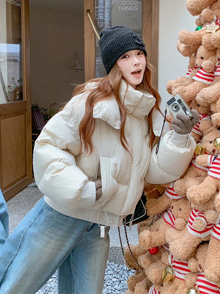 Manteau d'hiver chaud pour femme en duvet blanc 90% Sle Du down Jaet, coupe droite décontractée, long, blanc