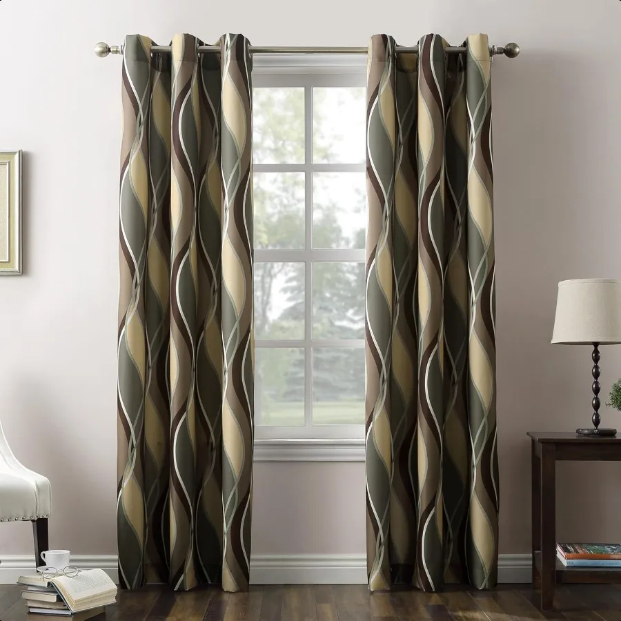 

Пара панелей для штор с полупрозрачными люверсами и принтом Intersect, 2 упаковки Ogee