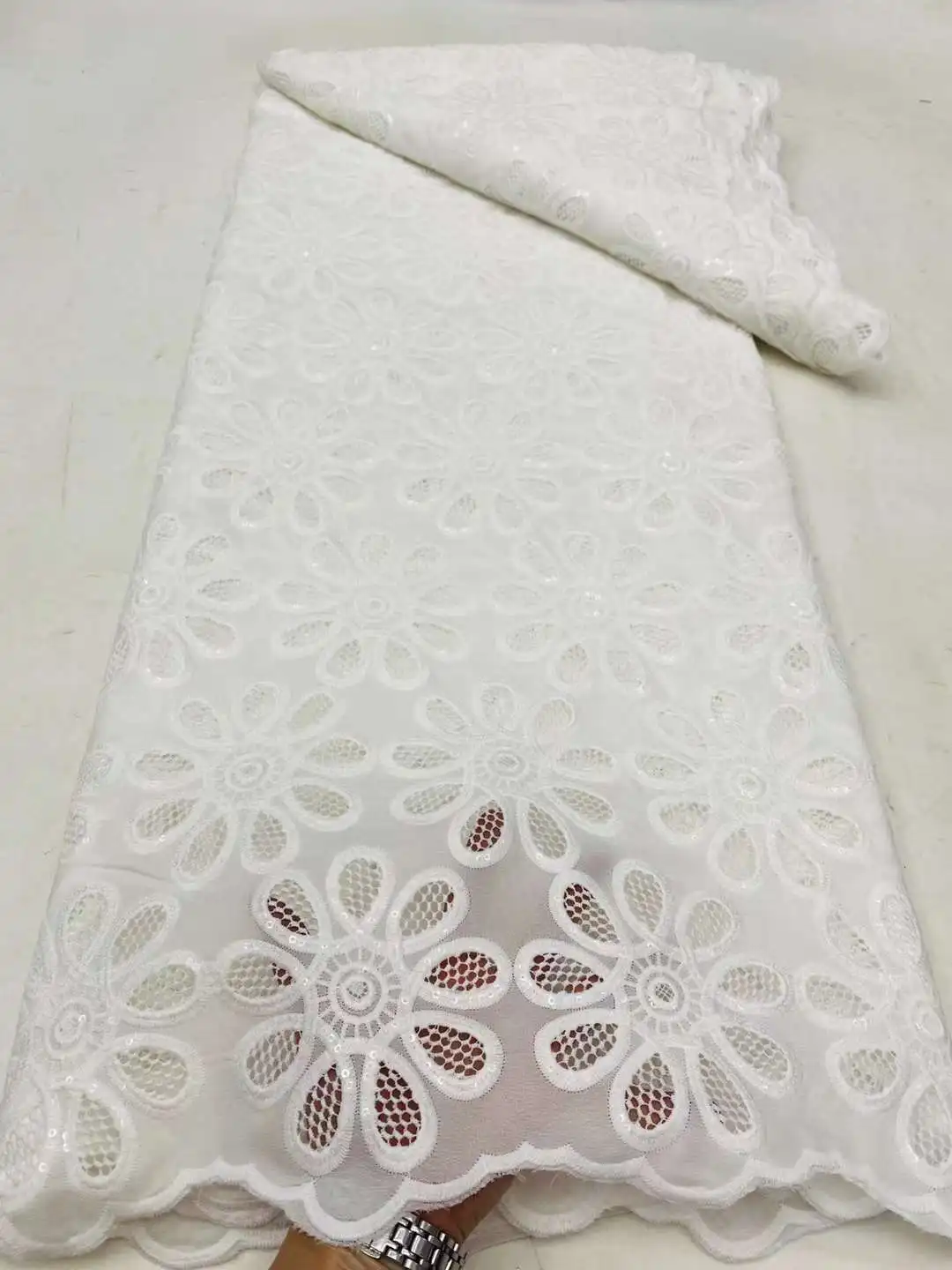 French Guipure Cord Lace Fabric 2024 Latest African Guipure Lace Embroidery Nigerian Lace Fabric for Women Wedding Dress Sewing