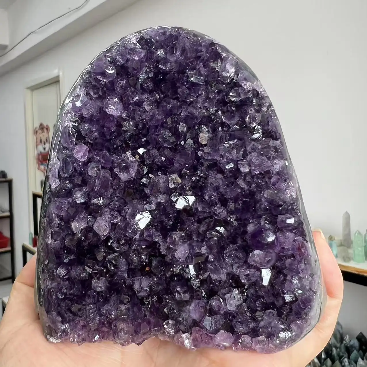 736g 9.6cm Natural Uruguay Dream Amethyst Quartz Crystal Cluster stand