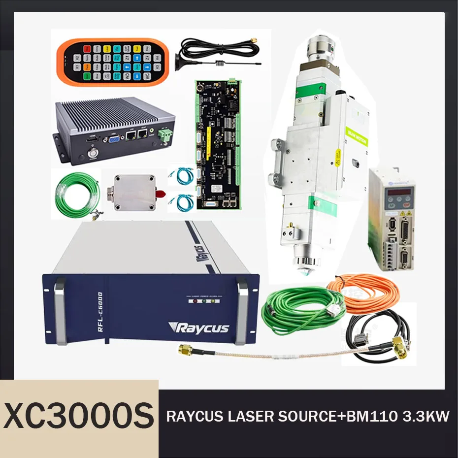 Raytools Laser Cutting Control System XC3000 Kit Laser Sources RFL-C1500/RFL-C2000/RFL-C3000 and BM110 Automatic Cutting Heads