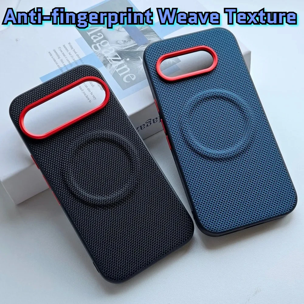 Luxus PU Weben Leder Textur Magnetische Telefon Zurück Fall Für Google Pixel 10, 9 Pro XL Stoßfest Drahtlose Lade Schützen Abdeckung