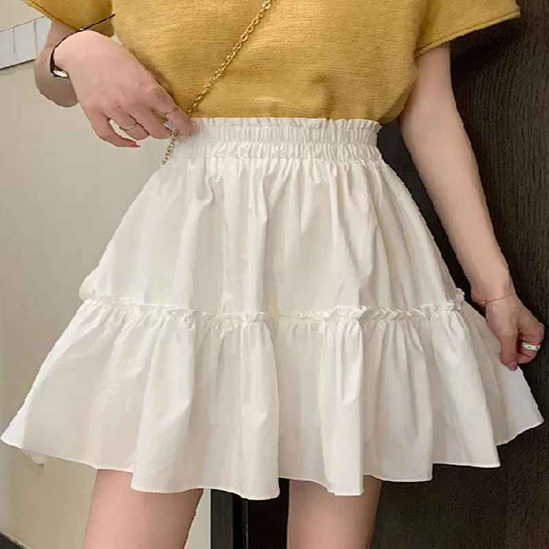 Kawaii Mini Skirts Women Cute Fungus Patchwork Fairycore High Waist Pleated Short Skirt Korean Fashion Preppy Style