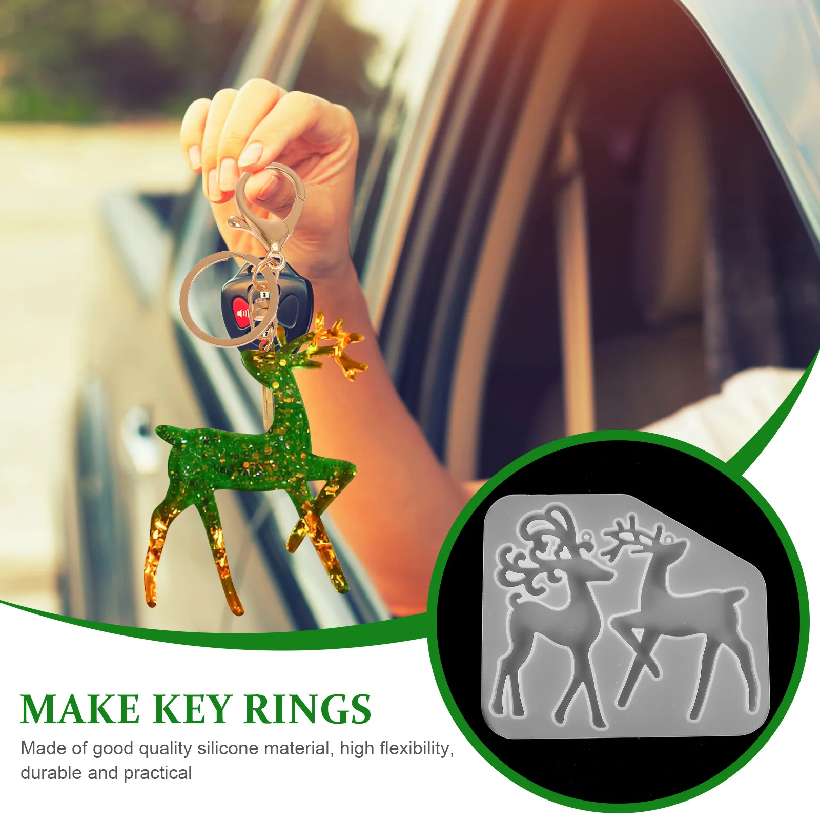 

Elk Keychain Mold Christmas Clay Number Xmas Decoration Silicone Ornament DIY Handmade Resin Moulds