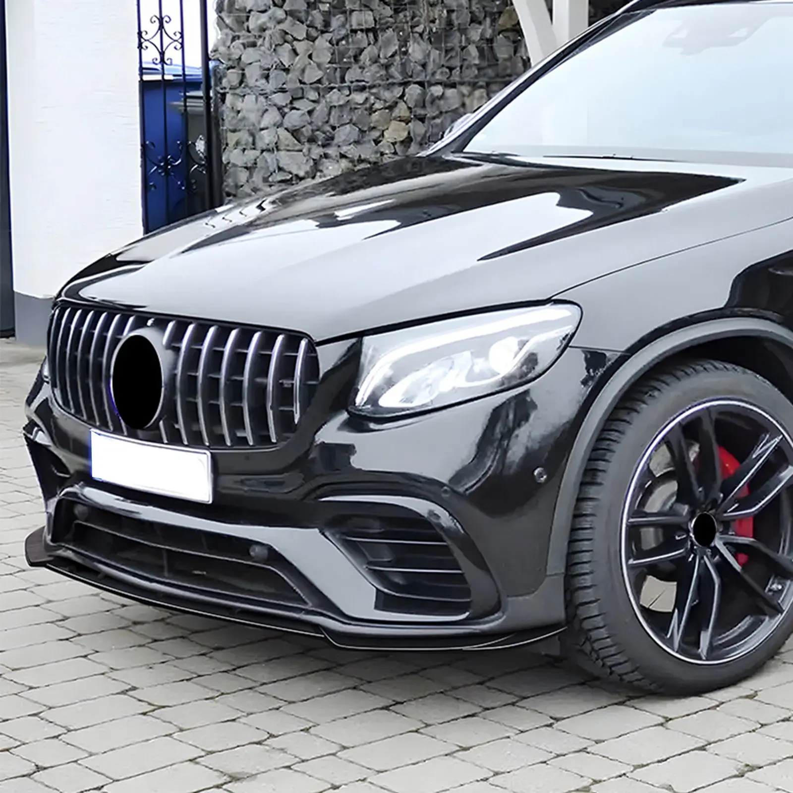 

For Mercedes Benz GLC-Class X253 GLC63 AMG 2016-2019 Front Spoiler Lip Gloss Black/Carbon Look ABS Plastic 2017 2018
