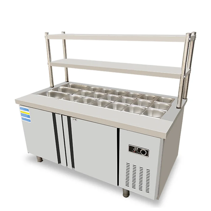 Commercial pizza Salad Fruit Display Table Top Preparation Counter Fridge Freezer Cold Salad Bar Chiller Refrigerator