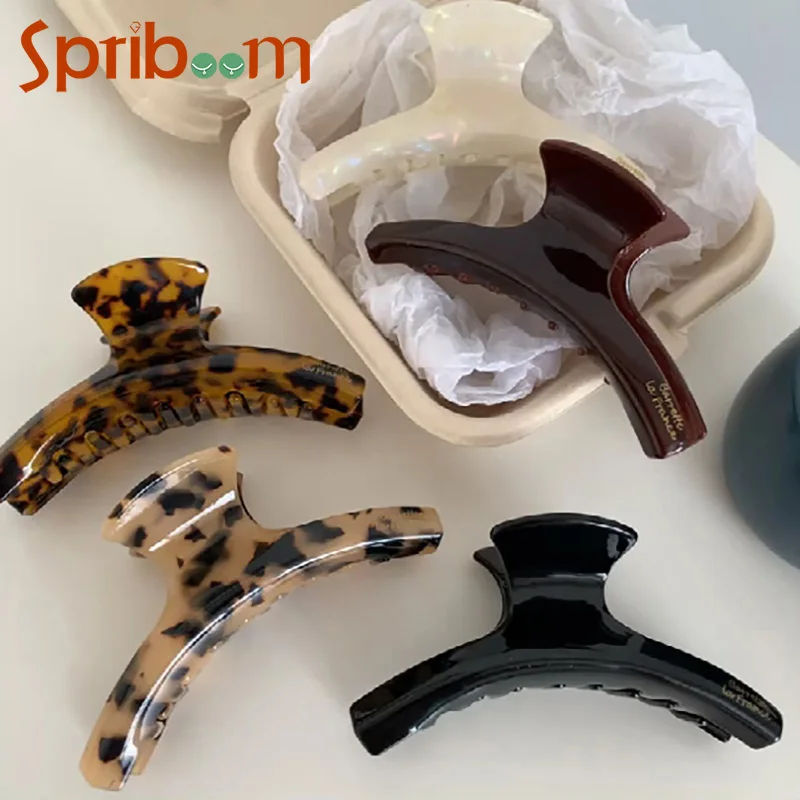 Pinza de pelo de acetato coreano para mujer, pinzas de agarre de pelo de leopardo grandes, horquilla de temperamento, Clip de tiburón, accesorios