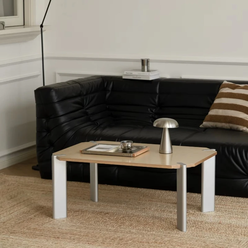 Ocean slate coffee table, industrial style metal frame living room table