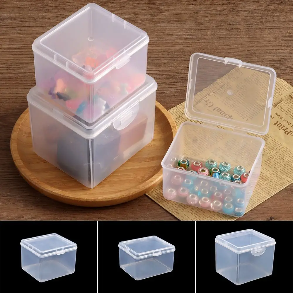 1Pcs with Lid Storage Box Rectangular Shape Multi-purpose Storage Case Plastic Clear Small Thing Container