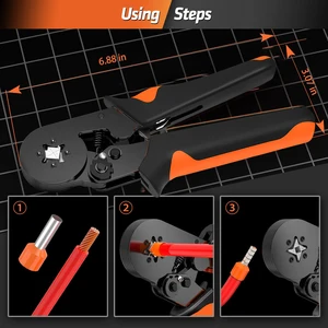 Kit Alat Crimping Ferrule Ratchet Heksagonal yang Dapat Disesuaikan Sendiri 23-7AWG Kit Crimper 0.25-10mm2 dengan Terminal Kawat Lengan Ferrule 8 crimper kabel penjualan terbaik - №