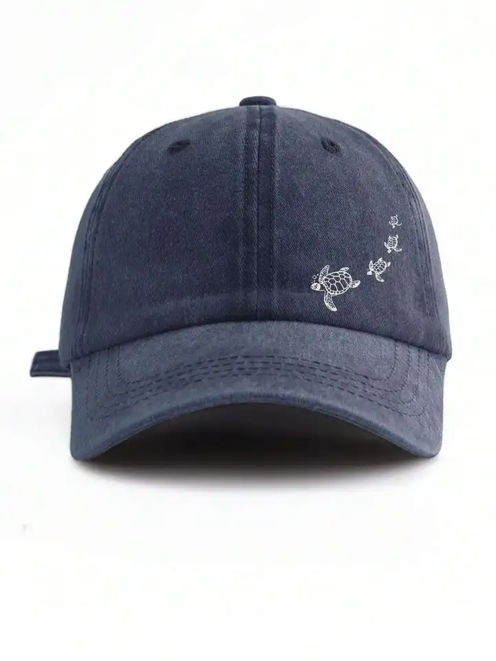 Casual Baseball Cap with Sea Turtle Embroidery