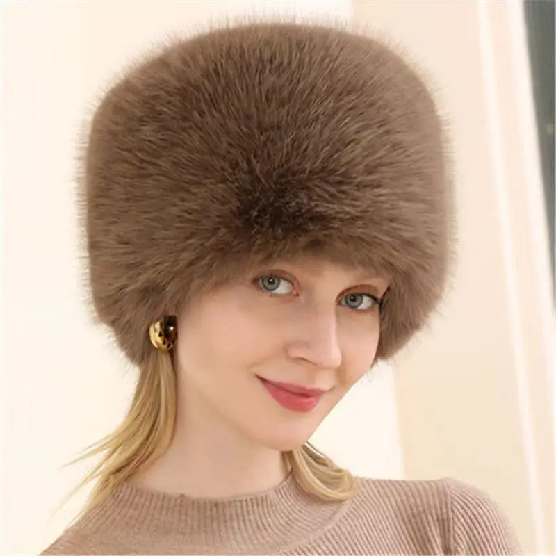 

Меховая шапка Holow Out Top Женская теплая снежная лыжная шапка Женская толстая теплая шапка из искусственной лисы Зимняя шапка Уличная ветрозащитная шапка для защиты ушей