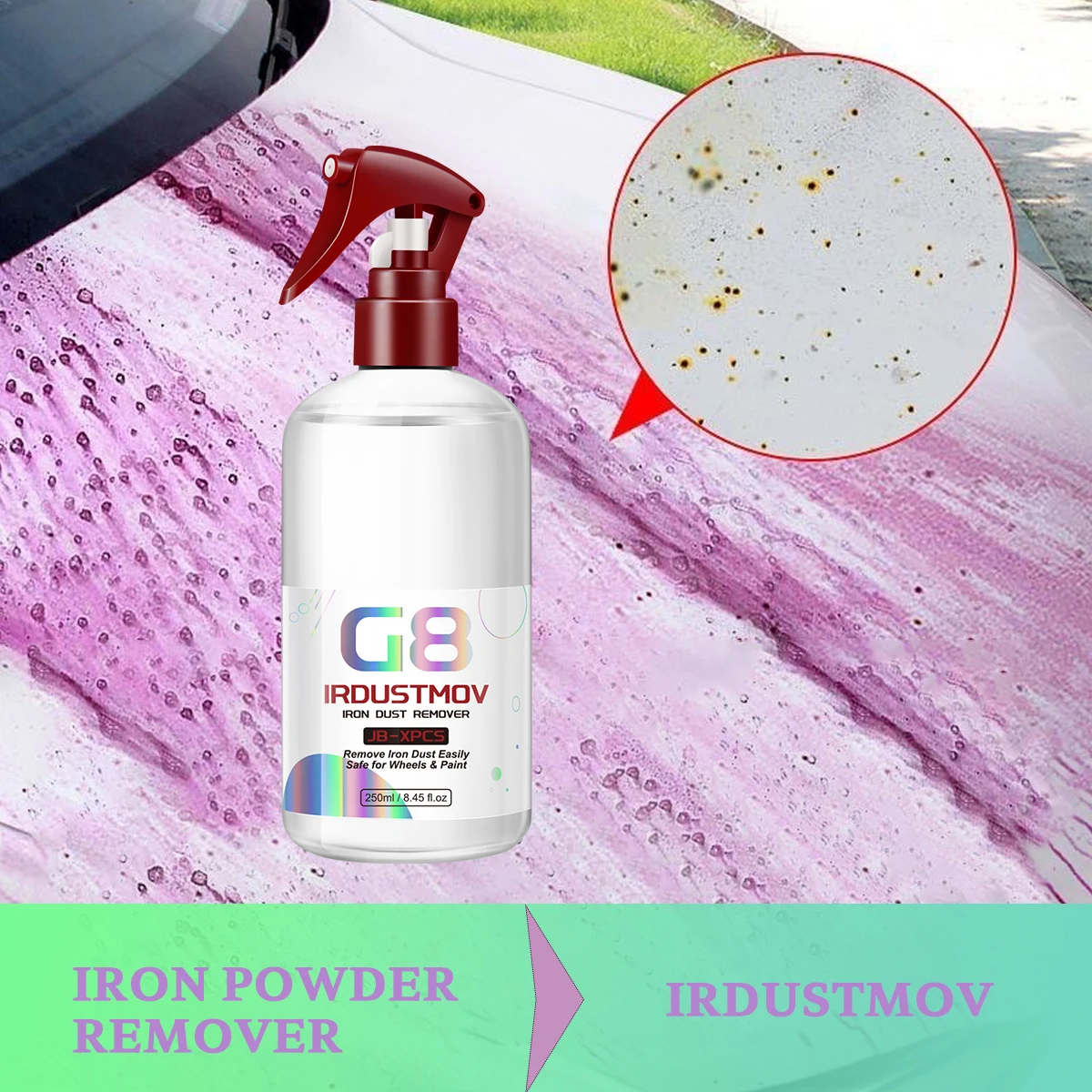 Car Iron Rust Remover Spray Surface Maintenance Metal Chrome Paint Cleaner Iron Powder Cleaning Rust Remover G8 IRDUSTMOV