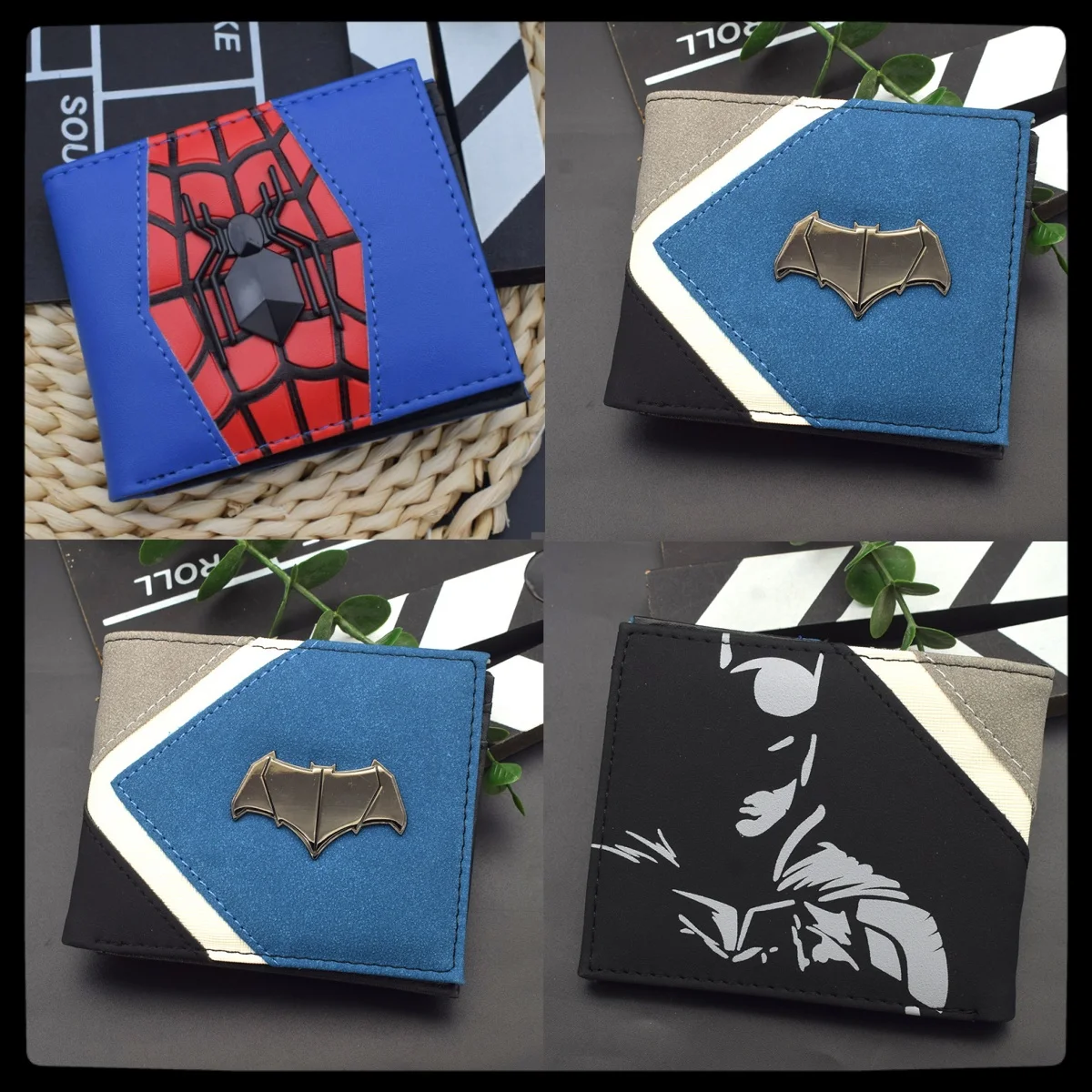 Periféricos de Spiderman película Batman billetera superhéroe hombres dibujos animados anime monedero tarjetero billetera hombres pu regalo para amigos