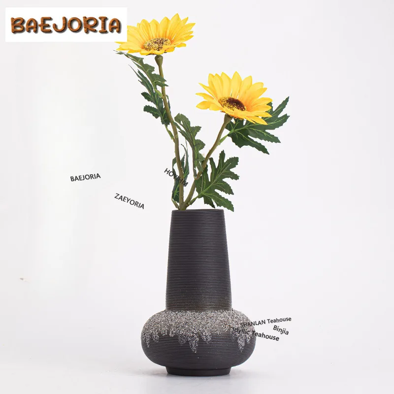 BAEJORIA Threaded Large Ceramic Vase For Pampas Grass Flower Insertion Basket Home Accessories Office Living Room Table Decor