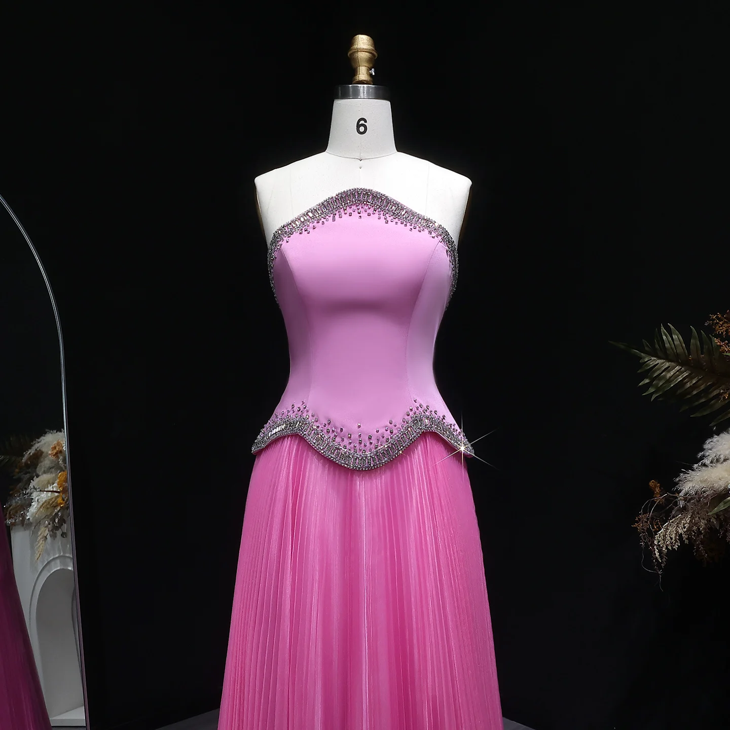 Sharon Said Damen Formelle A-Linien Abendkleider Trägerlos Pailletten Perlen Elegant Arabische Partykleider SS789 Maßanfertigung – Detail 13