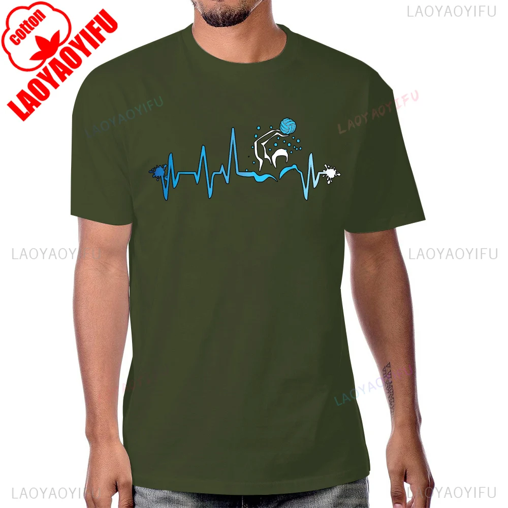 Water Polo Player Heart Beat Graphic Printed T-Shirt Short Sleeve Casual Fashion Harajuku Hip Hop Man Tshirt Cotton Women Tees view 6
