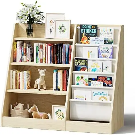 Wooden bookshelf Reading rack Floor-to-ceiling bookshelf Children's picture book storage rack Household multi-layer shelf Readin
