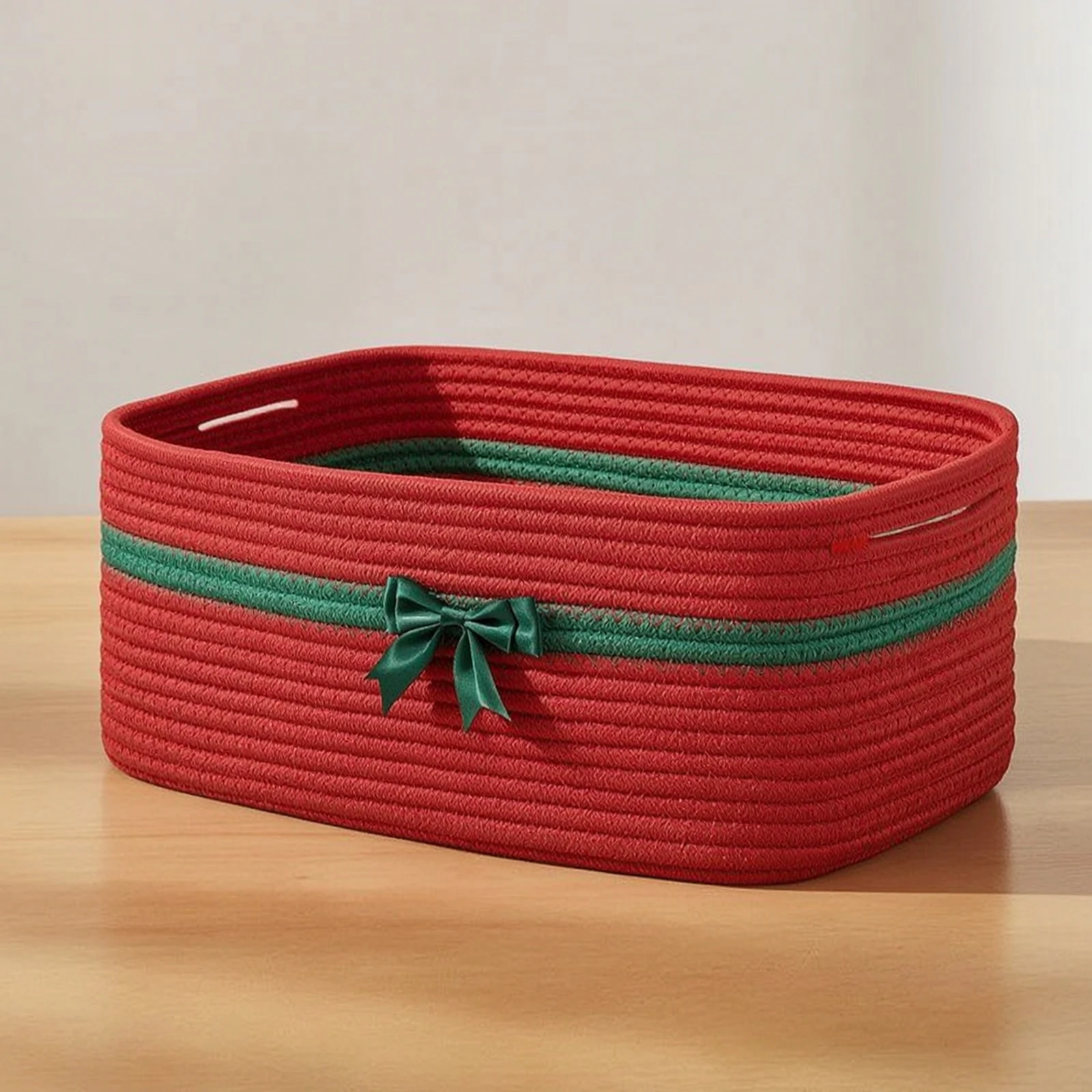 Cotton Rope Basket with Handle Braided Cotton Rope Basket Decorative Medium for Home Organization, Shelf