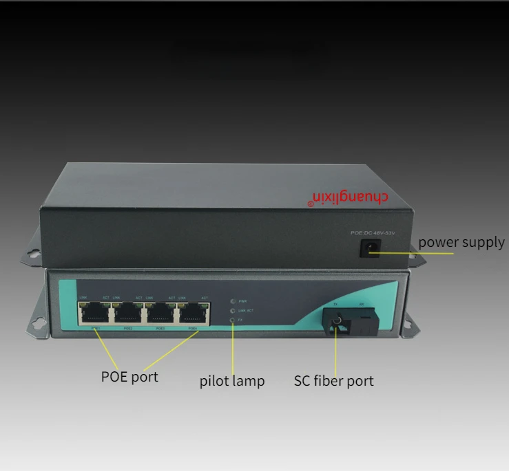 POE Fiber Switch 1 SC Fiber Port with 4 PoE Port, Media Converter, 10/100/1000Mbps