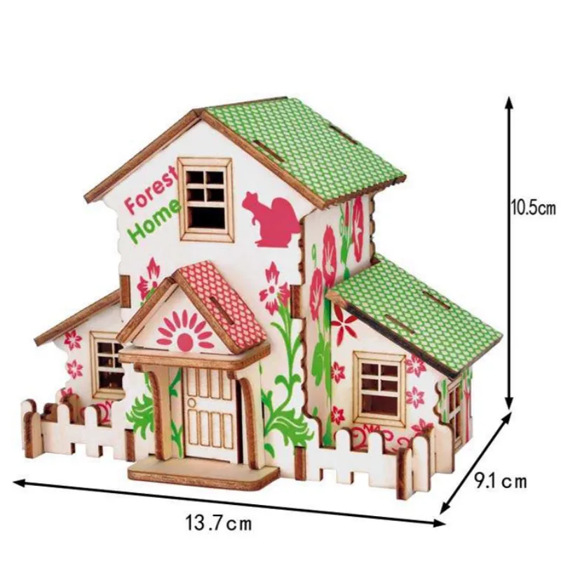 OUZEY 19 مجموعات ثلاثية الأبعاد لغز خشبي للأطفال لتقوم بها بنفسك تجميع لعبة مصغرة بناء نموذج لمنزل هدية عيد الأطفال والكريسماس #6